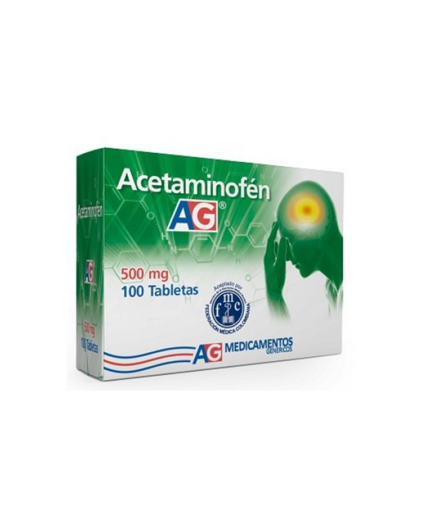 Acetaminofén 500 Mg AG Caja X 100 Tabletas