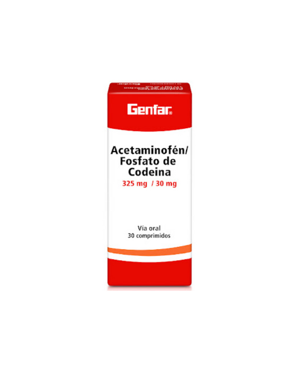 Acetaminofén + Fosfato De Codeina Genfar 325/30mg Caja X 30 Comprimidos