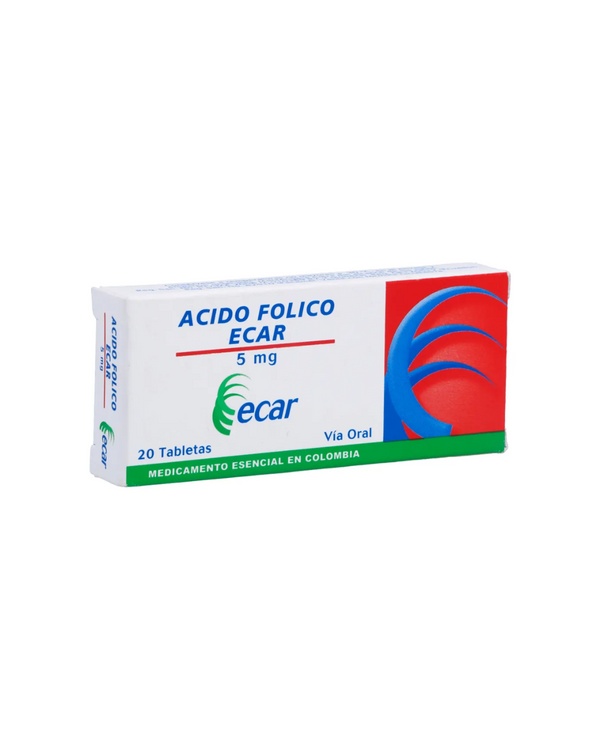 Ácido fólico ECAR 5mg x20 tabletas