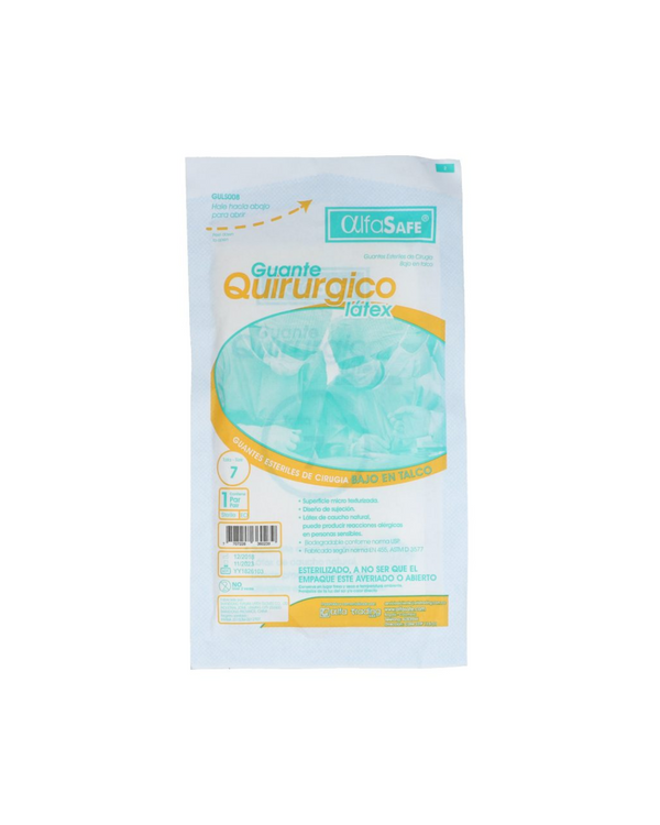 AlfaSafe Guantes De Latex Esteril Sobre X 1 Par Talla 7