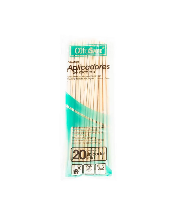 Aplicadores De Madera AlfaSafe Bolsa X 20 Uds