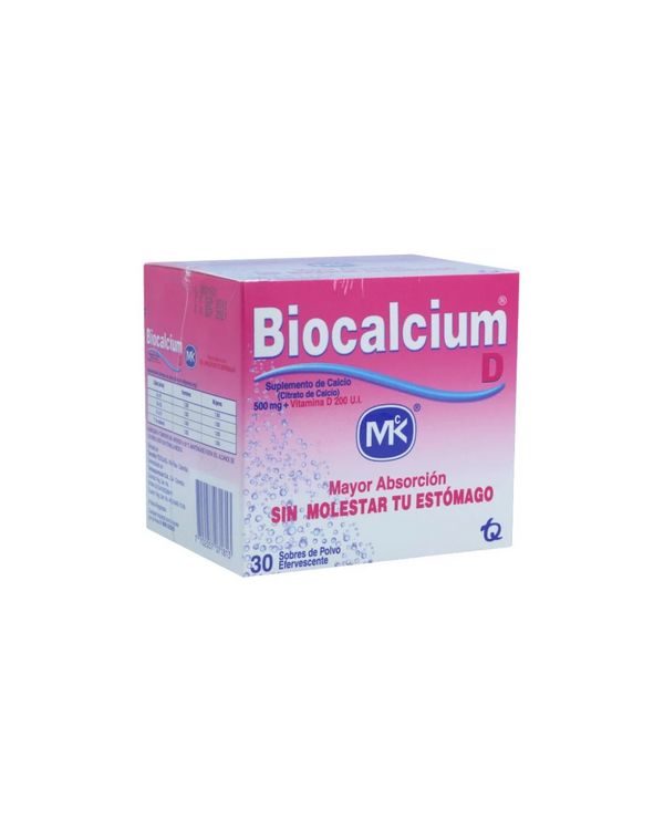 Biocalcium D Polvo Efervescente 500Mg+200Ui Caja X 30 Sobres