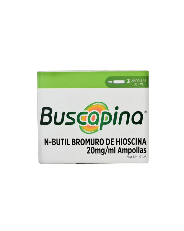 Buscapina Solución Inyectable 20 Mg / 1 Ml Caja Con 3 Ampollas/ Unidad 18.900