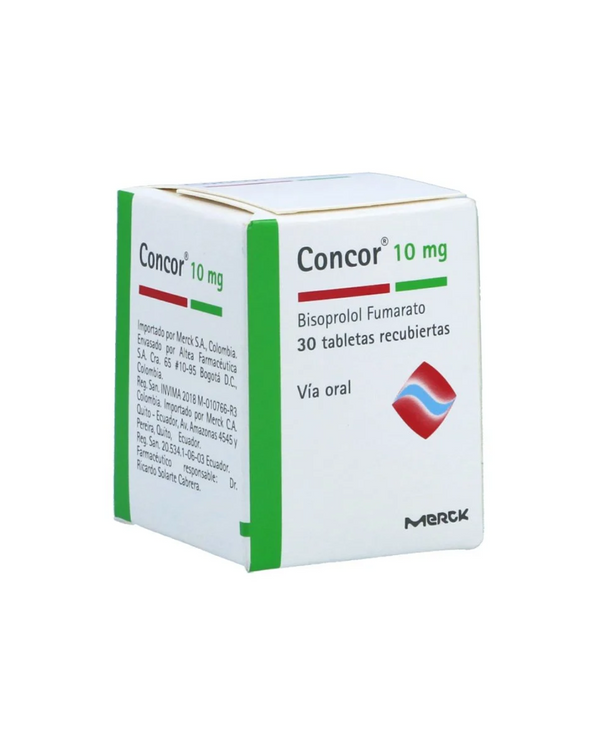 Concor Tabletas Recubiertas Via Oral 10Mg Frasco X 30