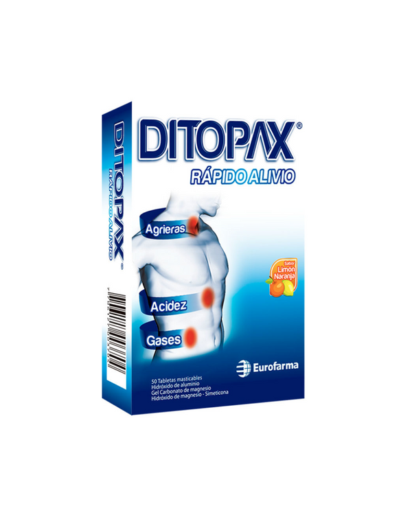 Ditopax limon - naranja caja x 50 tabletas masticables
