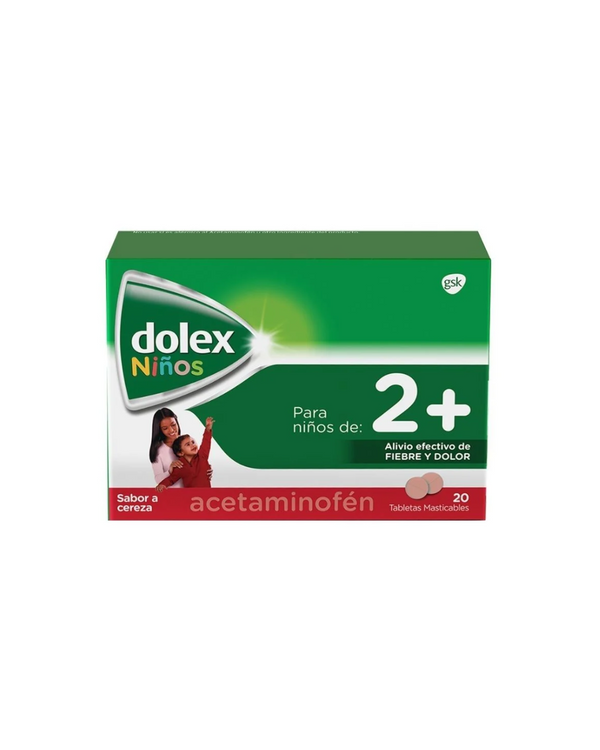 Dolex Niños 2+ Tabletas Masticables Sabor a Cereza 100Mg Caja X 20