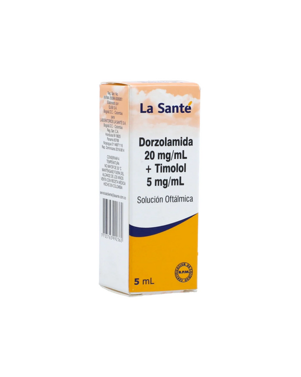 Dorzolamida + Timolol Solución Oftalmológica (20+5) mg mL Frasco X 5mL La Sante
