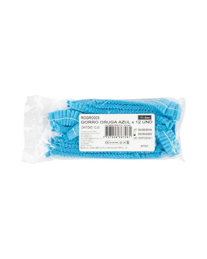 Gorro AlfaSafe Tipo Oruga Azul Bolsa X 12 Uds