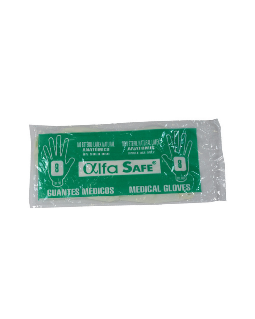 Guantes Médicos AlfaSafe Bolsa Con 1 Par - Talla 8