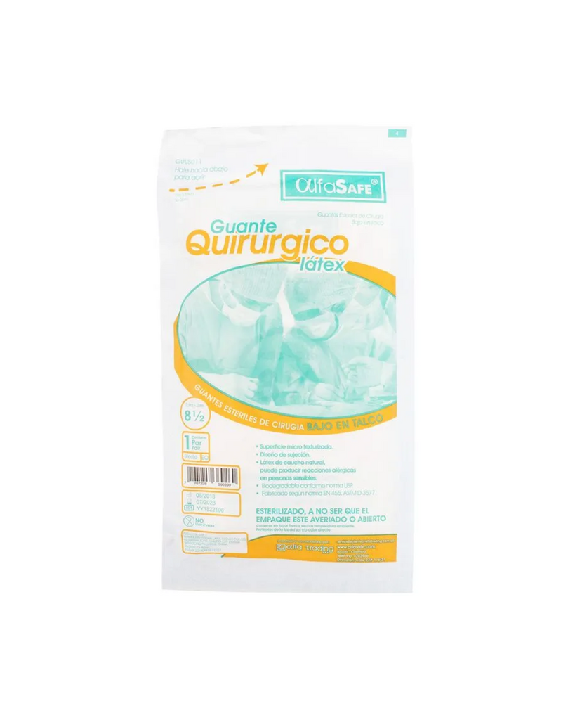 Guantes Quirúrgicos AlfaSafe Látex Talla 8 1/2 Paquete X 1 Par