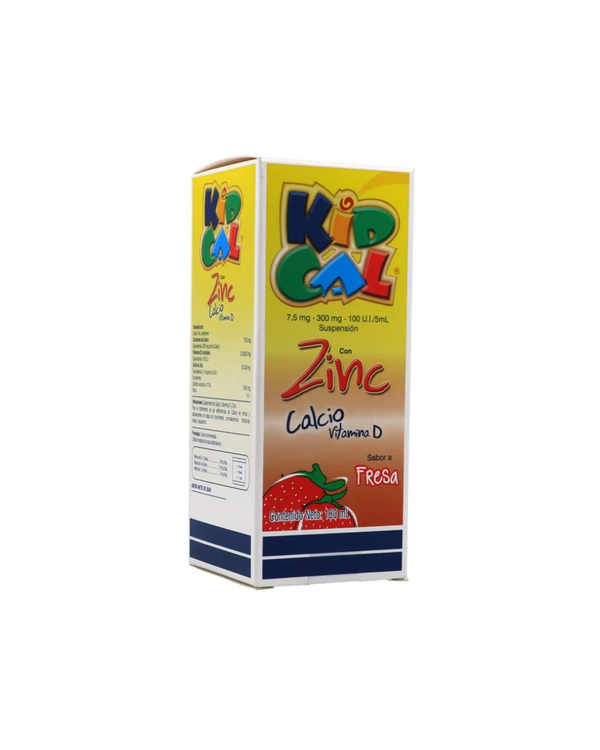Kidcal con Zinc Sabor a Fresa 7,5Mg+300Mg+100UI+5mL Suspensión Frasco X 180mL