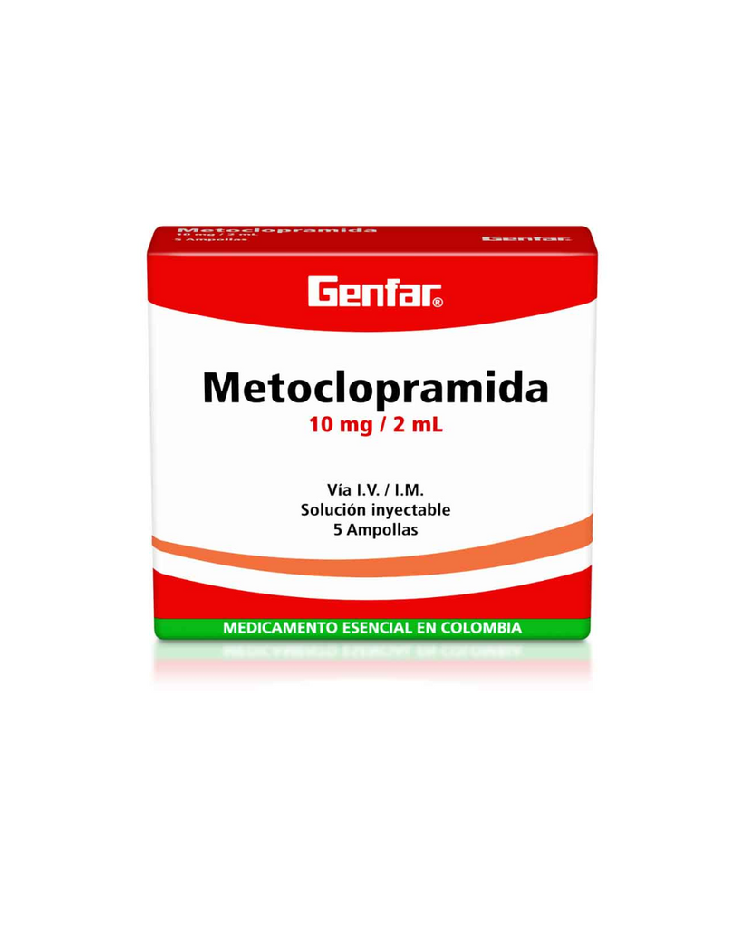Metoclopramida GENFAR inyección 10 mg/2 ml x5 ampollas