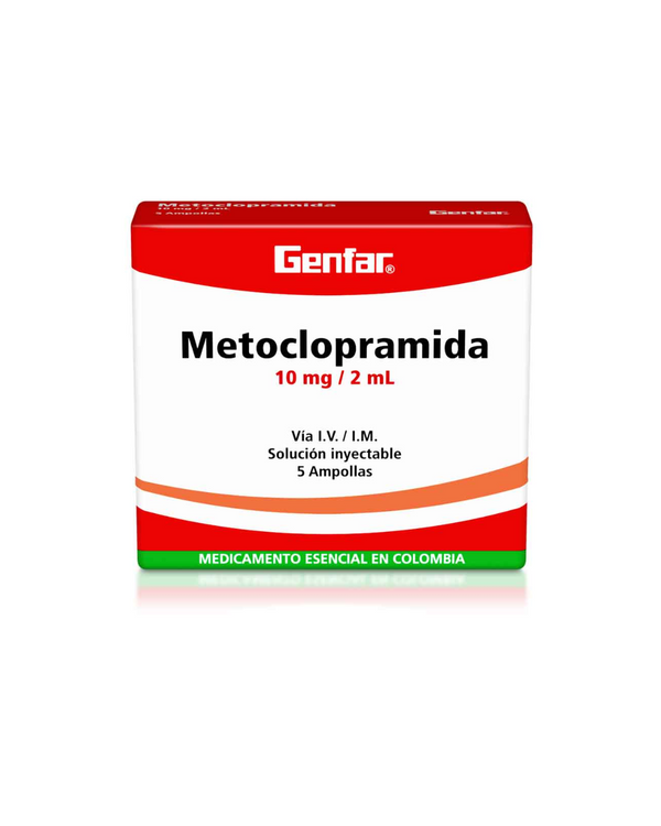Metoclopramida GENFAR inyección 10 mg/2 ml x5 ampollas