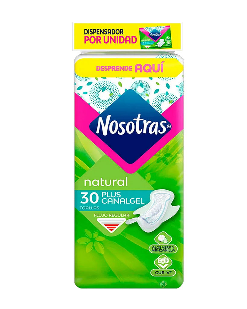Toallas nosotras natural plus canal gel x30uni