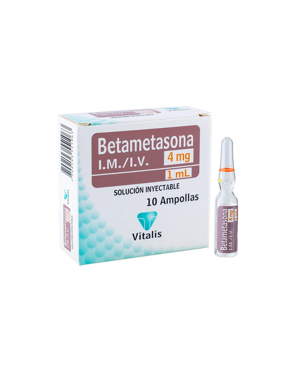 Solución Inyectable Betametasona 4 Mg/1 Ml Vitalis Caja X 10 Ampollas.