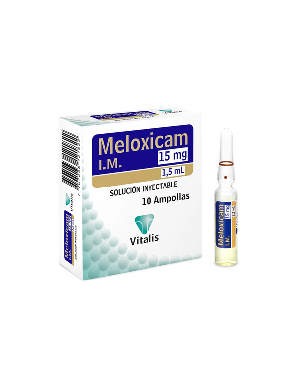 Solución Inyectable Meloxicam 15 Mg/1.5 Ml Vitalis Caja X 10 Ampollas.